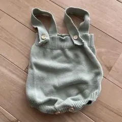 ミントグリーン 100%コットンロンパース