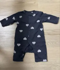 ネイビー ハート柄ロンパース 70