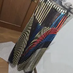 アメリ★美品★プリーツロングスカート ストライプデザイン