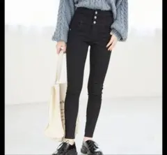 ISKO ヘザー　スキニーデニムパンツ　ストレッチ　ハイウエスト　ダークグレー