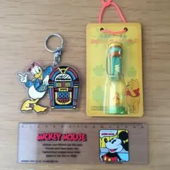 ディズニー、ミッキー物差し、ドナルドキーホルダー、熊のプーさんストラップ