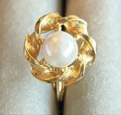 イヤリング　パール　ゴールド　花　調整可能クリップ式　美品　未使用