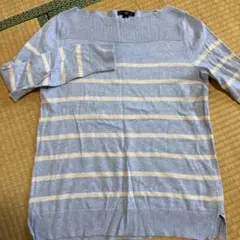 Gap ボーダー柄 長袖ニット ライトブルー M