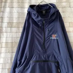 エルエルビーン アノラックパーカー ハーフジップ ナイロン 刺繍 ネイビー L