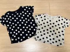 無印良品 ドロップショルダー 半袖Tシャツ カットソー ドット 2枚セット