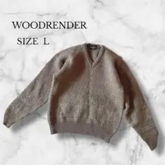 ニット セーター Vネック 厚手 長袖 ウール100% カジュアル グリーン L