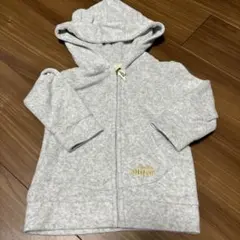 【お値下げ】ジェラートピケ フード付きパーカー 80-90cm ライトグレー