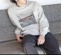 ベイフロー　フォトプリント スウェット トレーナー　ライトグレー　ユニセックス