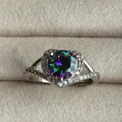 ハート オーロラCZリング 7mm ブルーバイオレットフリーサイズ ジルコニア