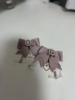 LIZLISA ピンクリボンヘアクリップ 2個セット