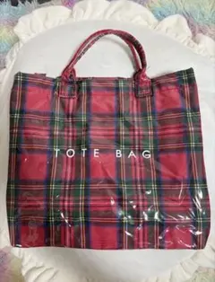 TOTE BAG ★ チェック柄 ビニールコーティング トートバッグ レッド系のサムネイル