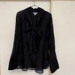 H&M新品　リボン付きシースルーブラウス 黒