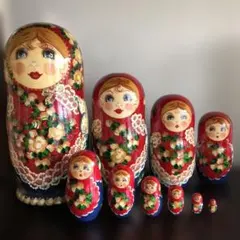 10P マトリョーシカ ロシア ヴィンテージ 作家物*木製 細密 マトリョーシカ