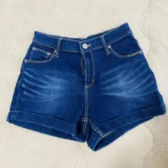 デニムショートパンツ ロールアップ インディゴブルーのサムネイル