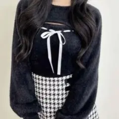 INGNI フェザーリブデコルテオープンリボンニット