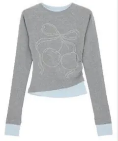 AsRiRe 25ss チェリーストーンレイヤード風ロンT グレー