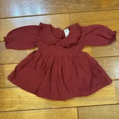 ベビー服 バーガンディ ワンピース 62cm