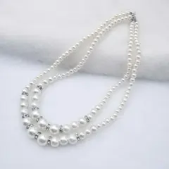 ネックレス パール 二連A 高見え 結婚式 フォーマル 卒業式 入園式