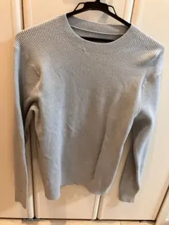 グレーブルー　リブ編みセーター XSサイズ