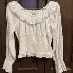 ems excite ホワイト 刺繍レース ブラウス