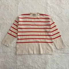 ZARA ザラ　ボーダー　ニット　セーター　クルーネック　スリット　M