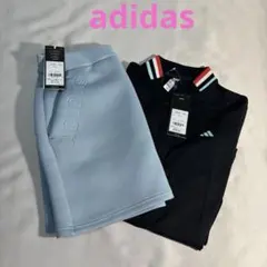 新品adidasゴルフ　ハーフジップポロシャツ　ダンボールニットセットアップ