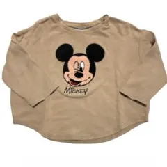 Disney ミッキー 長袖Tシャツ 100 ベージュ ワッフル ロンT