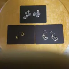 ハート型ピアスセット シルバー クリアピンク