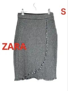 ★美品★ZARA 千鳥柄　膝下丈タイトスカート Ｓ