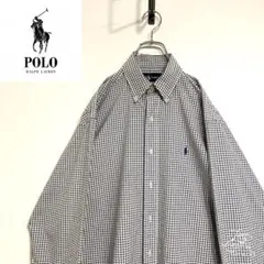 超人気❗️ラルフローレン　ワンポイントロゴシャツ　M90s刺繍古着希少レア長袖BD