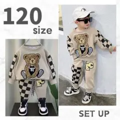 120　トレーナー　キッズ　男の子　女の子　セットアップ　上下　くま　可愛い