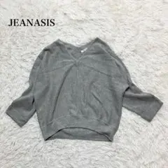 ジーナシス Ｖネックウール混ニットトップス カジュアル 着回し 無地 グレーのサムネイル