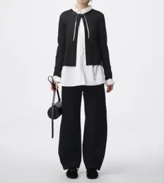 ジーユー　スウェットバレルレッグパンツ　ブラック　Lサイズ