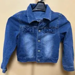 リボン付きストレッチデニム風ジャケット　120