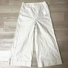 GU オフホワイト ストライプ ワイドパンツ XL