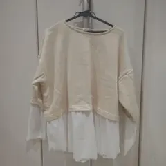 【平日限定価格】【美品】フリーサイズレイヤードデザイン長袖トップス
