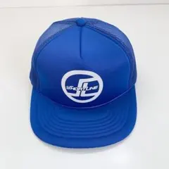 海外古着 プリント 飾り紐 メッシュキャップ トラッカー 帽子 青