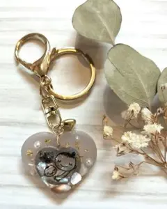 マタニティマーク　レジンキーホルダー②　ハート　くすみカラー