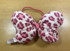 【希少】ミニーちゃんリボンヘアゴム　ヒョウ柄　ピンク　ディズニーランド