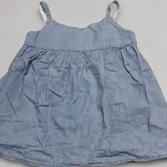 デニムノースリーブトップス 女の子ビスチェブルー110cm 美品フリルキャミ青色