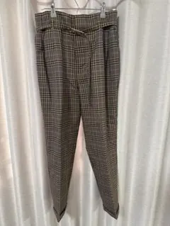 チェック柄　パンツ　ブラウン　茶色　グリーンレーベル