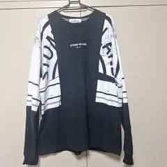 STONE ISLAND 長袖カットソー　 ブラック/ホワイト ラグラン