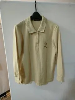 Venticello ベージュ 長袖ポロシャツ コーデュロイ風襟