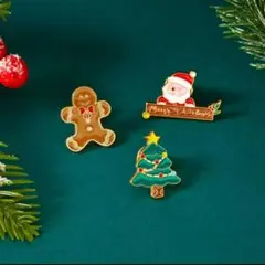 クリスマス　ミニピンバッチ　3個セット