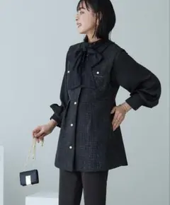 カラーツイードジレ＆スリムストレートパンツセットアップフォーマルセレモニースーツ