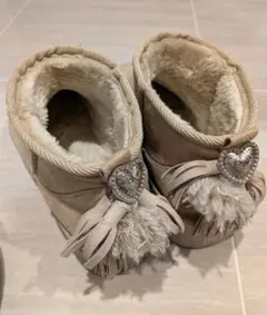 フェイクムートンブーツ 厚底 ハートコンチョ付き 23.0-23.5