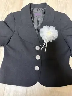 h.n.c. フラワーモチーフ付きジャケットとドット柄ドレスセット 120