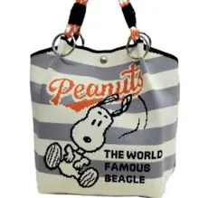スヌーピー ニットバッグ レディース トートバッグ 手提げバッグ グレー