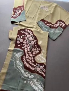 辻ヶ花　付下げ　染め分け　ベージュ　着物