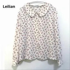 Leilian レリアン 花柄 丸襟 ブラウス 大きいサイズ 13+ レトロのサムネイル